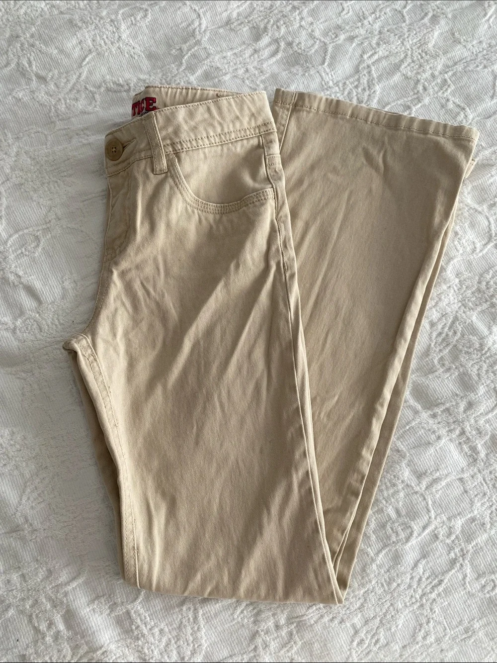 Justice Girls Khaki/Tan Pants with Embroidered Waistband